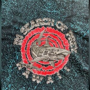 Vintage Hawaii “In Search Of Prey” Shark T Shirt Mens Large Miller Tag Made USA